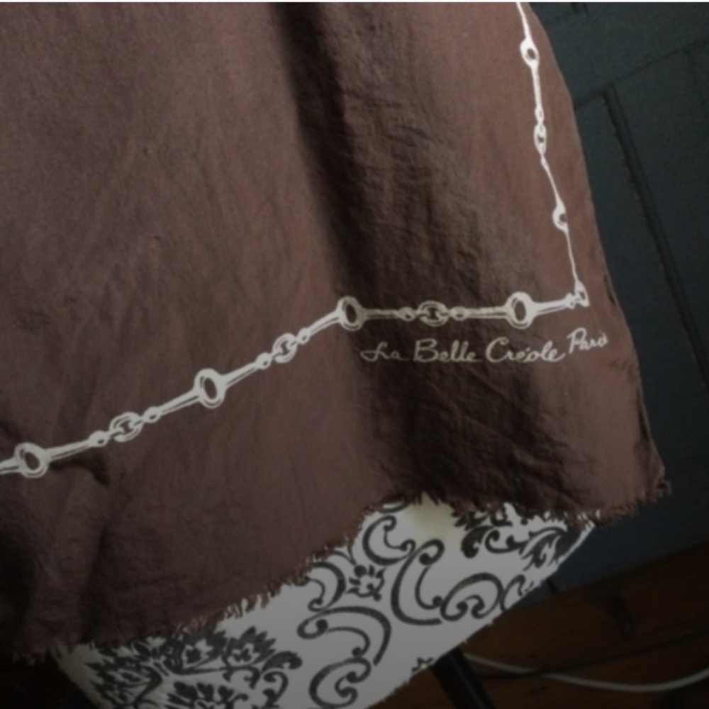 Vintage La Belle Creole - Paris Silk Scarf Horse bit design in a dk brown & gold - Picture 3 of 10